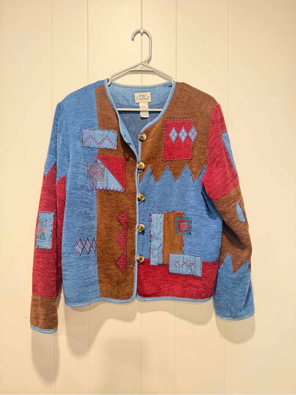 Koret Colorblock Patchwork  Jacket - Blue/Brown/Red